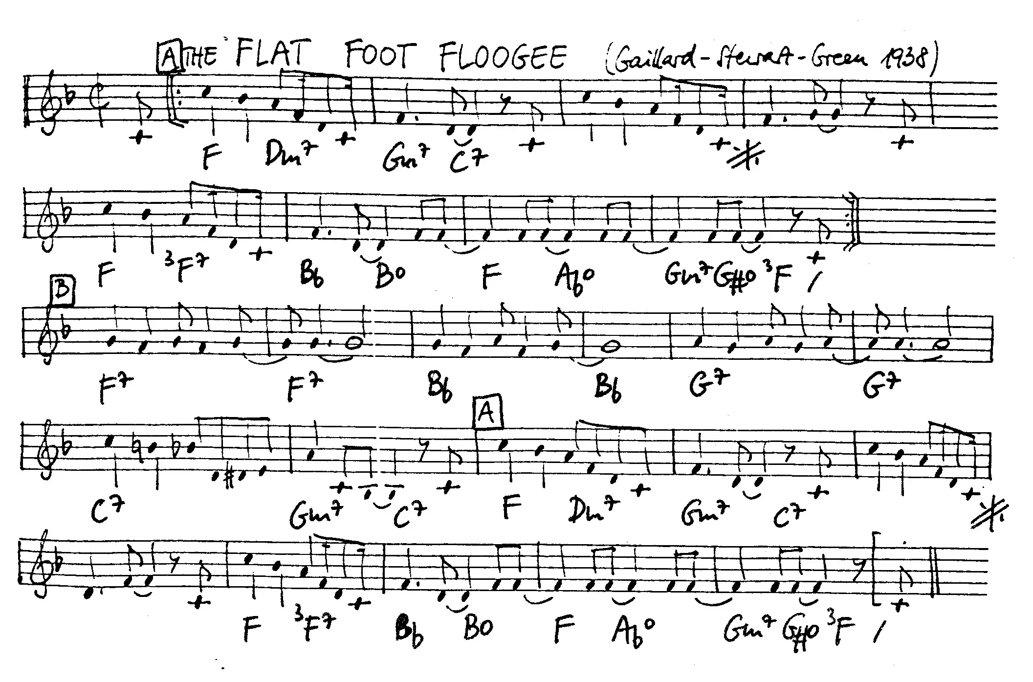 the flat foot floogie free jazz leadsheet - Courtesy of the Jungle Jazz Band